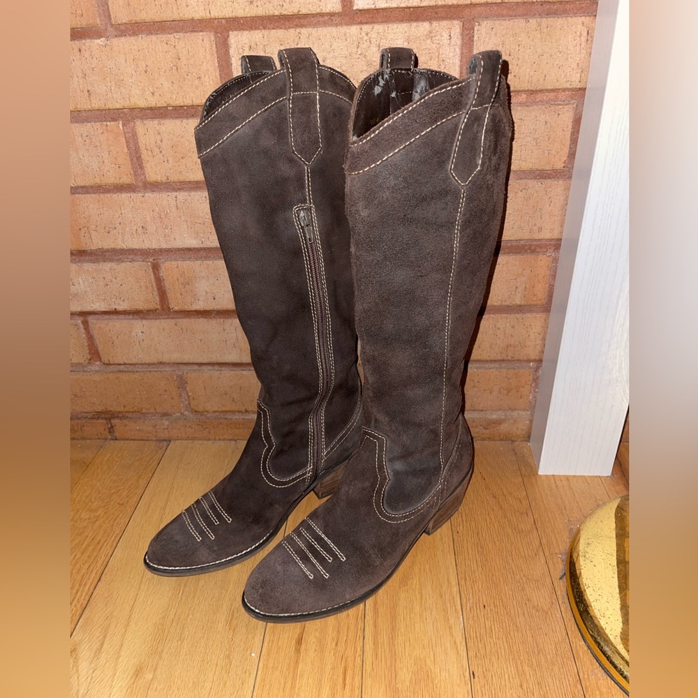 Vintage Brown Suede Cowboy Boots